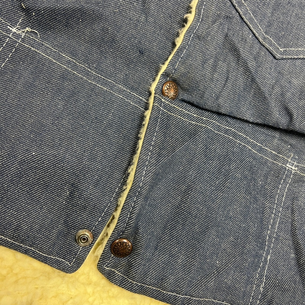 Vintage Sears Denim Vest Mens Small Blue‎ 1970s Fleeced Snap Work Wear - Picture 6 of 11
